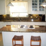 Stormy Night granite with white cabinets