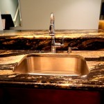 Granite bar top with a single bowl sink
