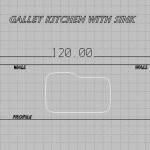 Galley kitchen with sink plan