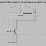 L-shaped kitchen with bumped out cabinet, riser and breakfast bar plan