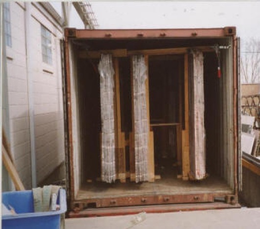 Bundles of granite packed into the container safely to make it ready to ship