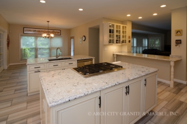 Andino White Granite Kitchen in Chesterfield, MO with two Islands