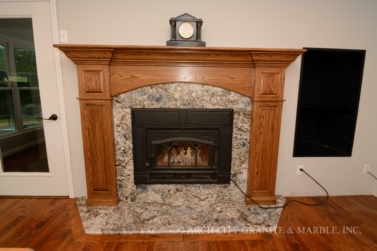 Blue Flower granite Fireplace surround in the st. louis area