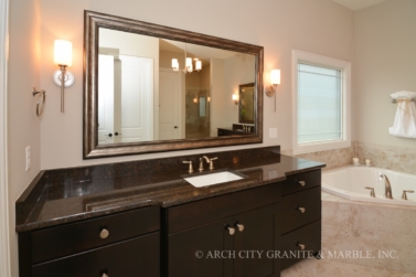Granite vanity countertop with back splash in the st. louis area