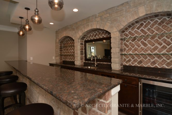 Indian Brown (Coffee Brown) granite basement bar in illinois