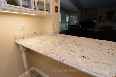 White granite with Off White cabinets in Chesterfield MO
