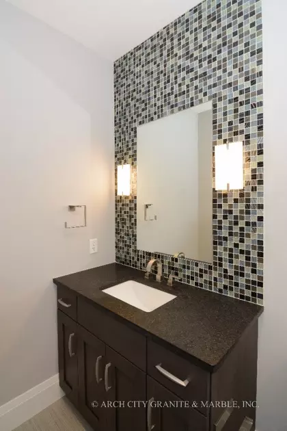 Granite Remnants as Bathroom Countertops