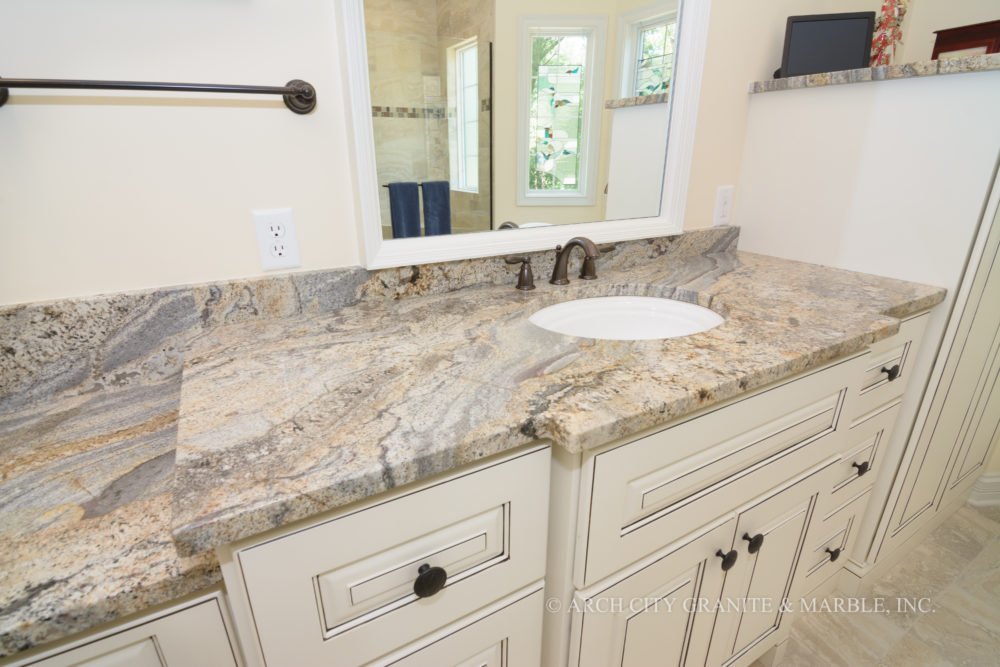 Granite countertop in white kitchen
