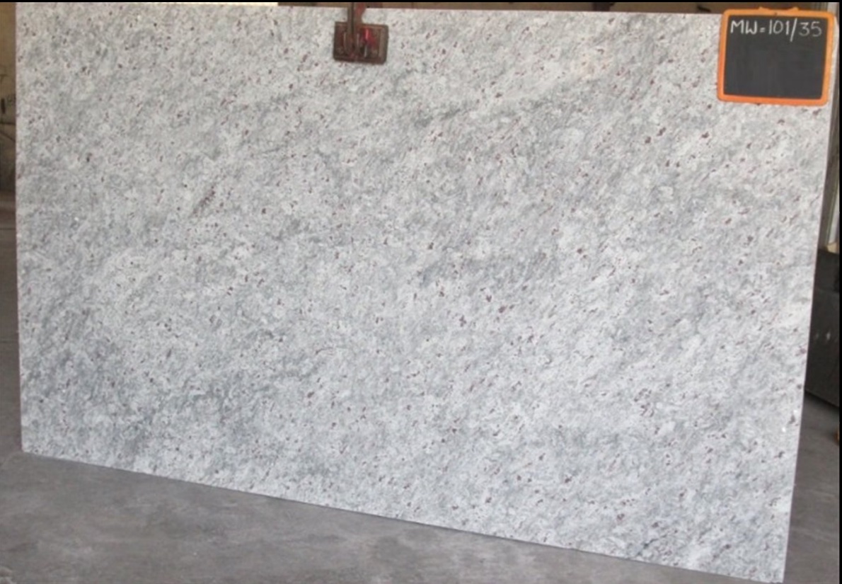 White Granite - Moon White is a bright white granite with uniform color throughout the slab