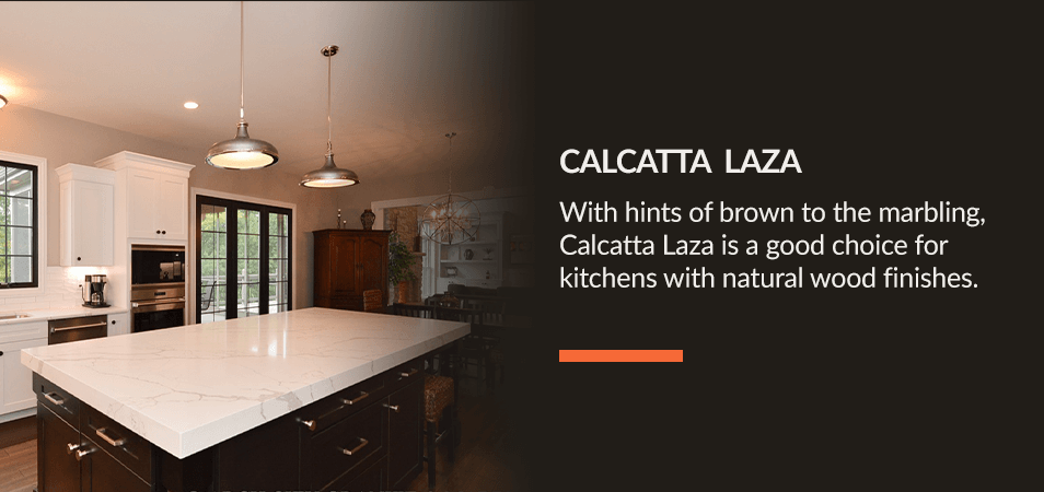 CALCATTA LAZA - With hints of brown to the marbling, Calcatta Laza is a good choice for kitchens with natural wood finishes.