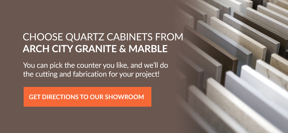 Choose quartz cabinets from Arch City Granite & Marble. You can pick the counter you like, and we'll do the cutting and fabrication for your project! Get directions to our showroom!