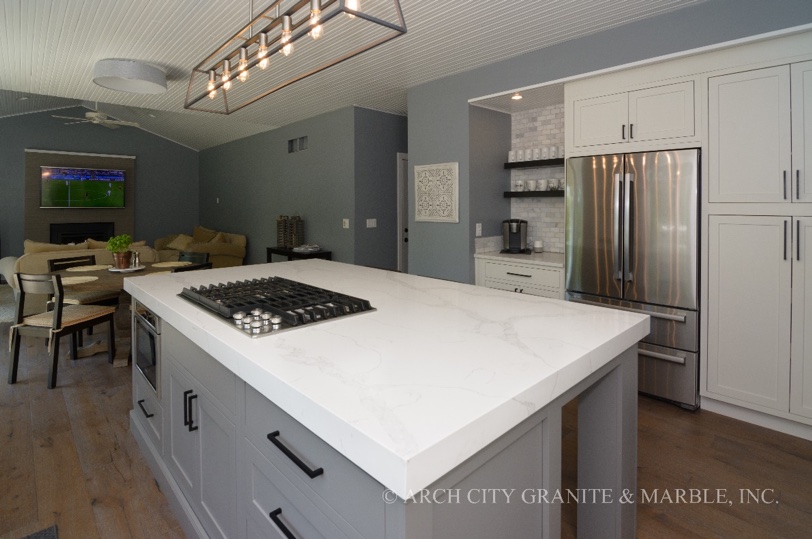 Calcatta Verona with Grey cabinetry